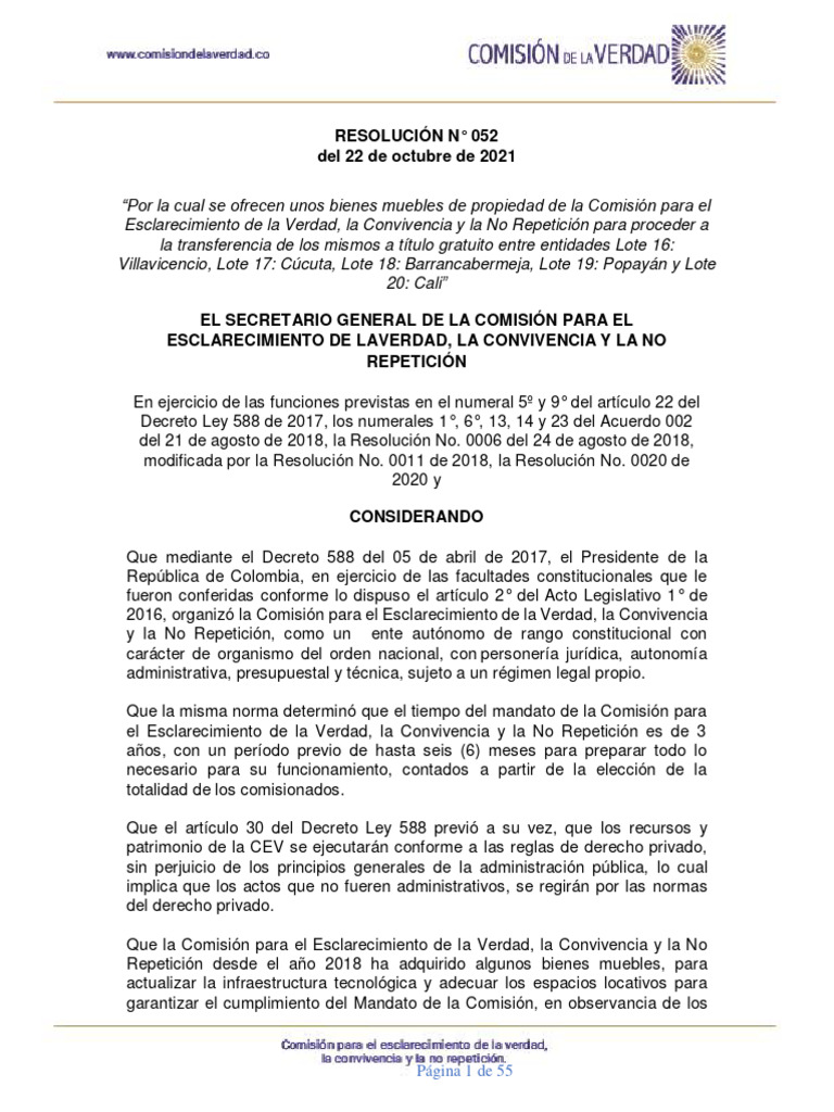 Resolución 052 de 2021 LOTES 16 17 18 19 Y 20 | PDF | Comisión Europea