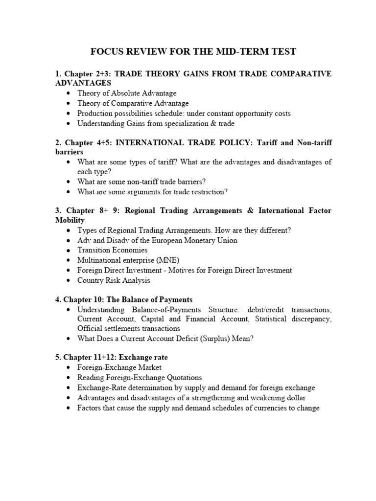 Focus Review For The Mid | PDF
