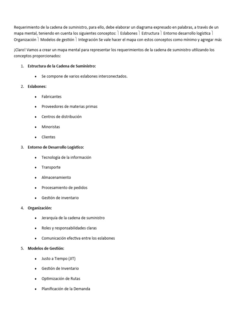 Requerimientos de la Cadena de Suministro | PDF