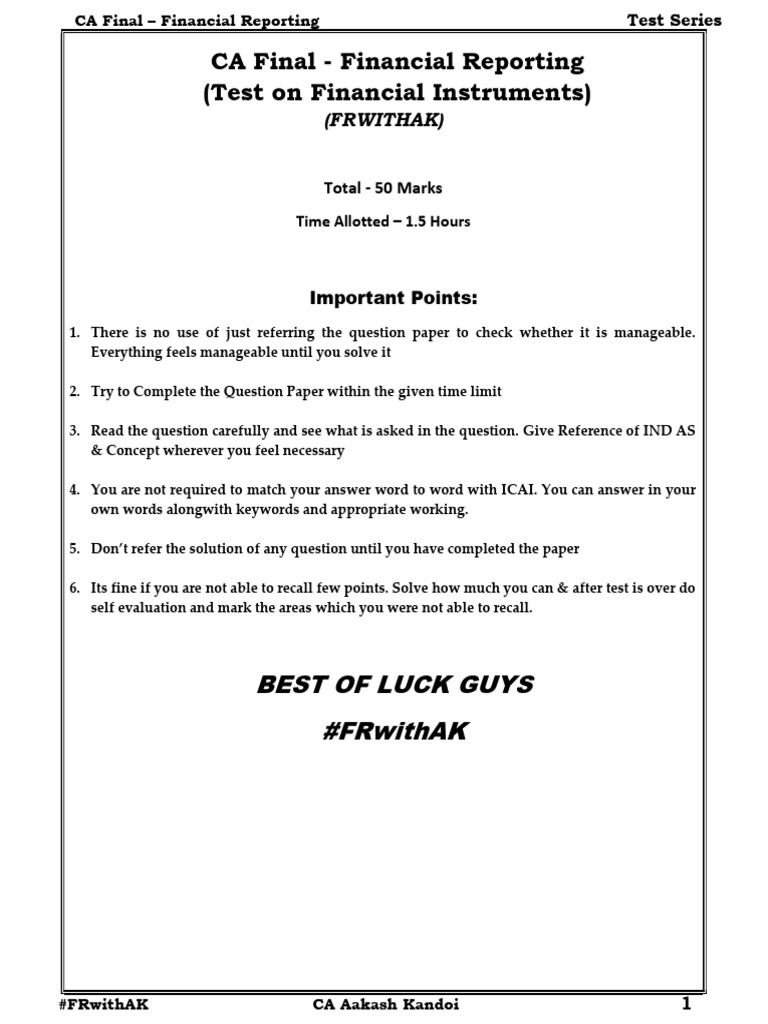 Financial Instruments Test Series for CA Final | PDF | Preferred Stock ...