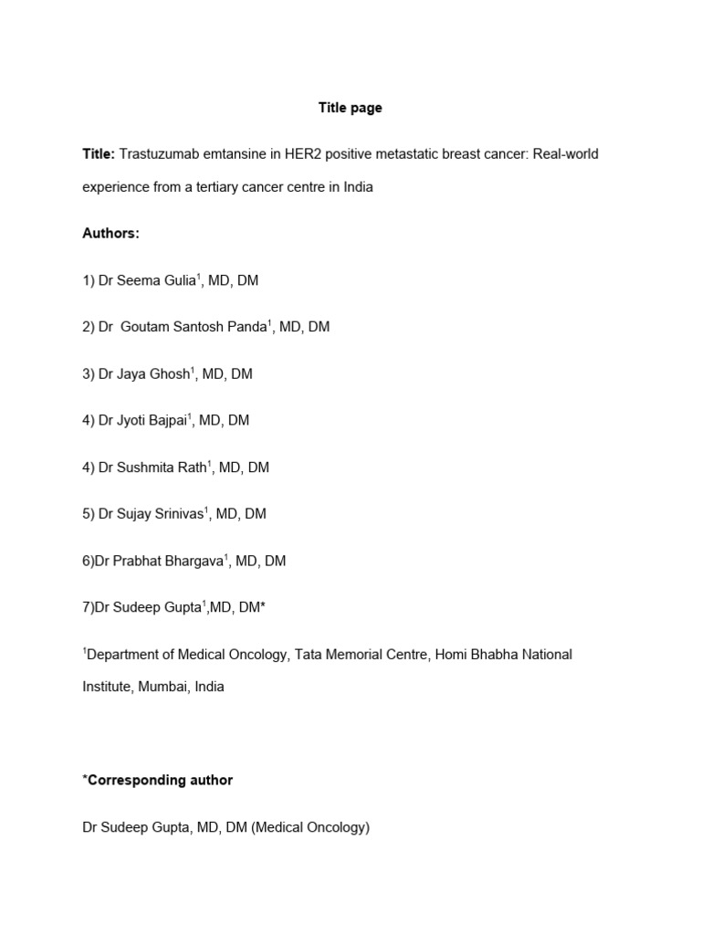 T-DM1 Efficacy in HER2+ Breast Cancer | PDF | Cancer Treatments | Cancer