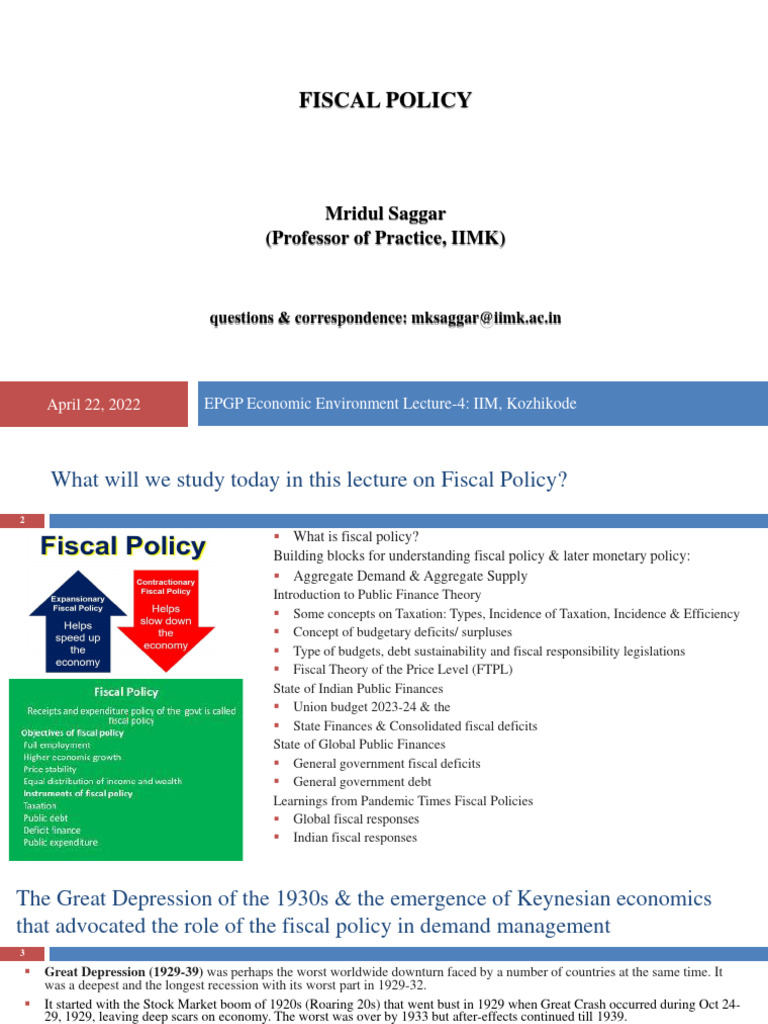 Fiscal Policy and Keynesian Economics | PDF | Fiscal Policy ...