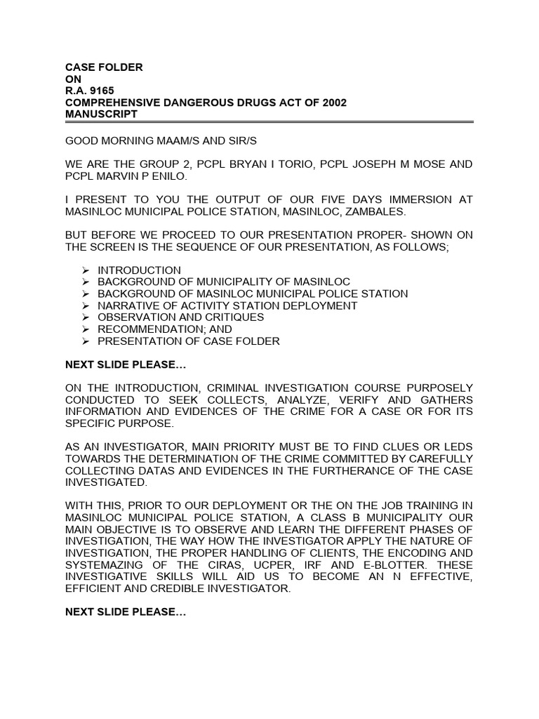 Manuscript For Case Folder Revised | PDF