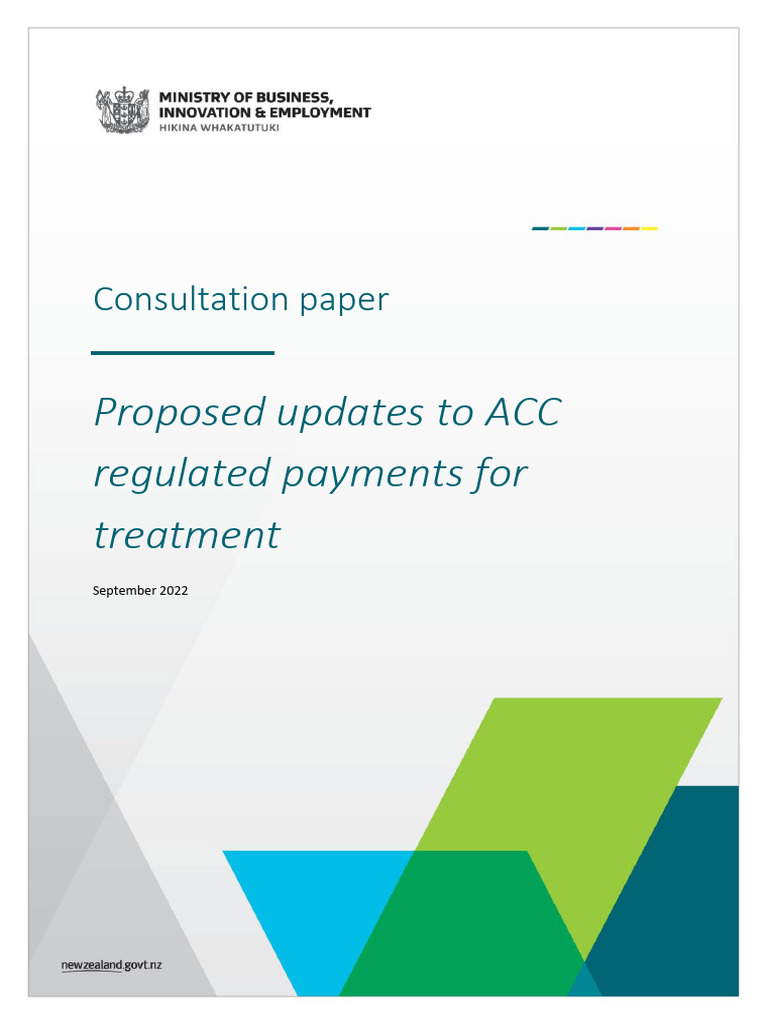 Consultation Paper Proposed Updates To Acc Regulated Payments For ...