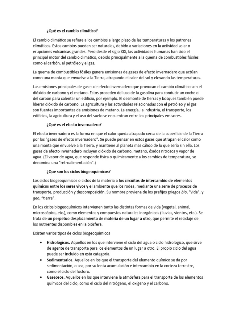 Qué Es El Cambio Climático Pdf Gases De Efecto Invernadero Metano