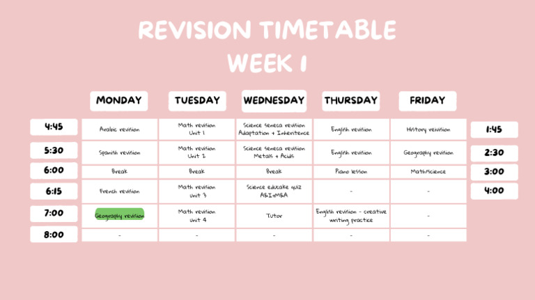 Revision Timetable | PDF