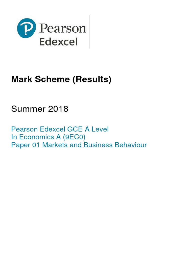 June 2018 MS - Paper 1 Edexcel (A) Economics A-Level | PDF | Elasticity ...