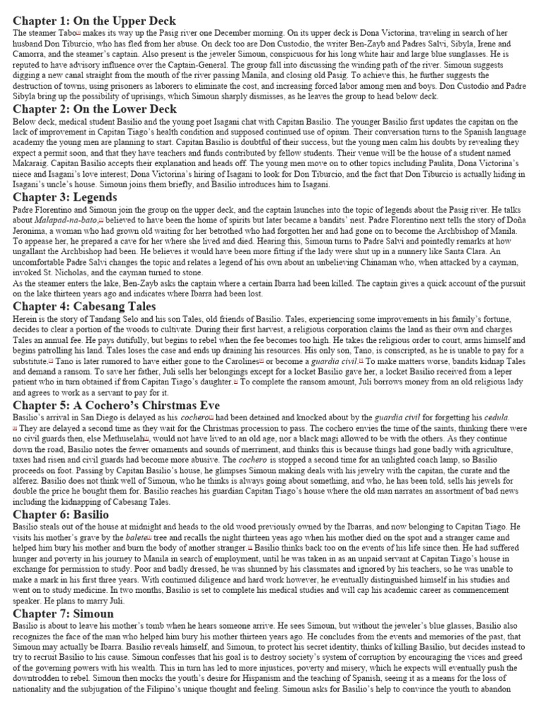 El filibusterismo summary each chapter english pdf