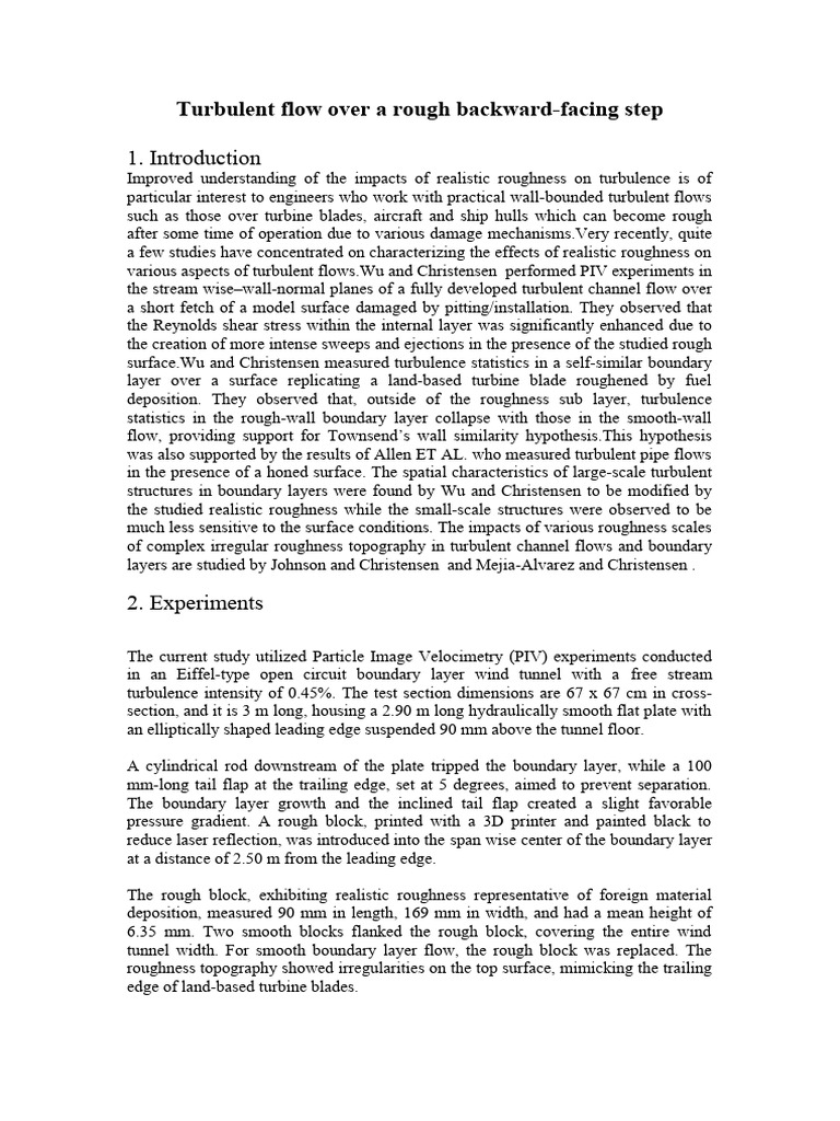 Turbulent Flow Over Rough Backward Steps | PDF | Boundary Layer ...