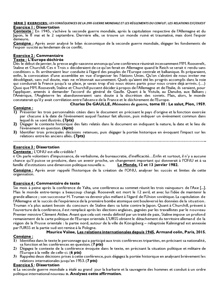 Conséquences de la Seconde Guerre mondiale | PDF | Seconde Guerre ...