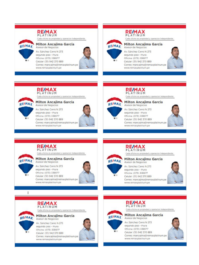 Tarjetas de Presentacion ReMax Milton PDF