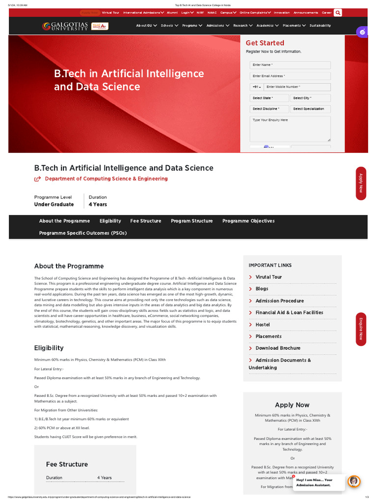 Best B.Tech Colleges For Data Science in Noida | PDF | Data Science ...