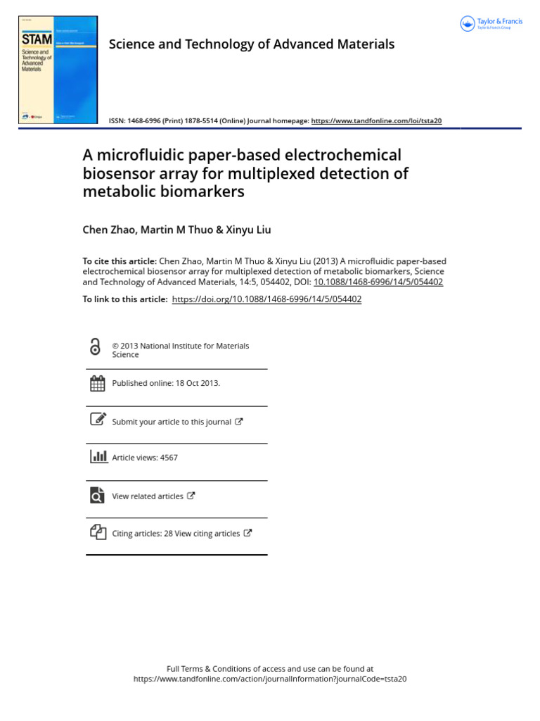 Microfluidic Biosensor for Metabolic Biomarkers | PDF | Biosensor ...