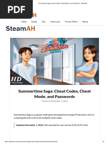 Summertime Saga - Cheat Codes, Cheat Mode, and Passwords - SteamAH