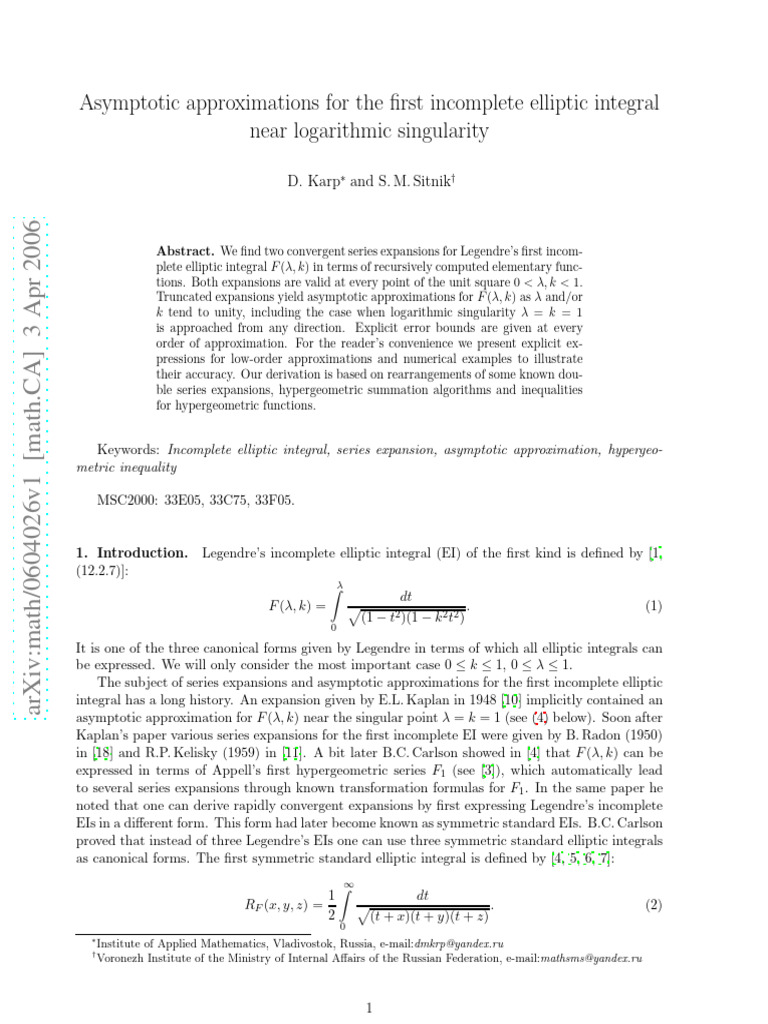 Asymptotic Approximations In Speech
