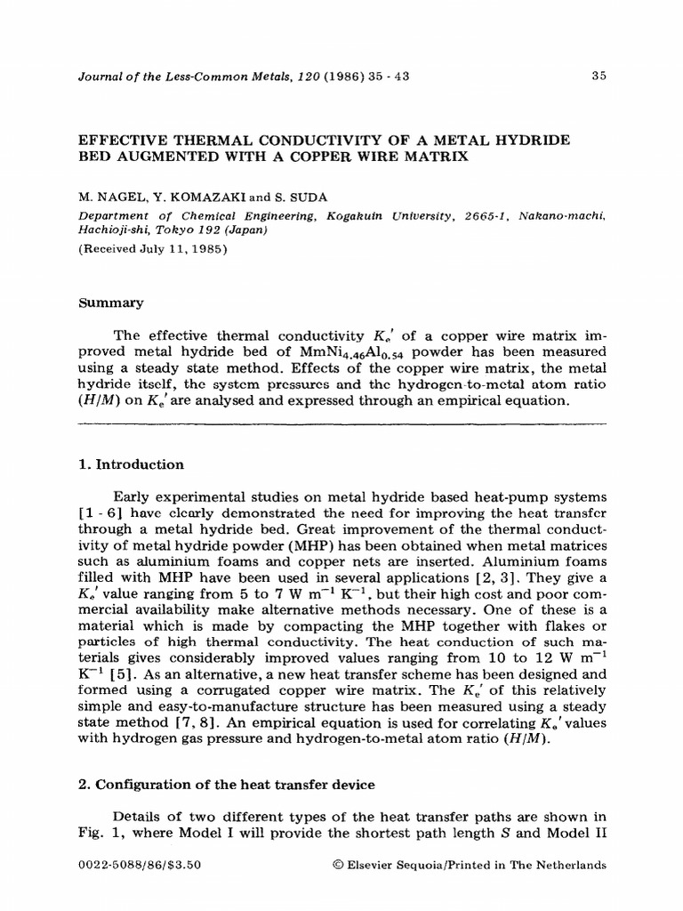 Thermal Conductivity of Metal Hydride Bed | PDF | Heat Transfer ...