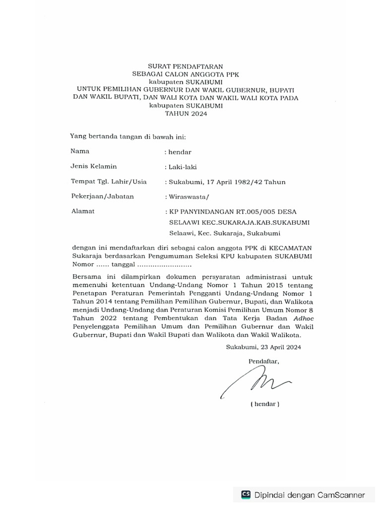 Surat Pendaftaran Pdf