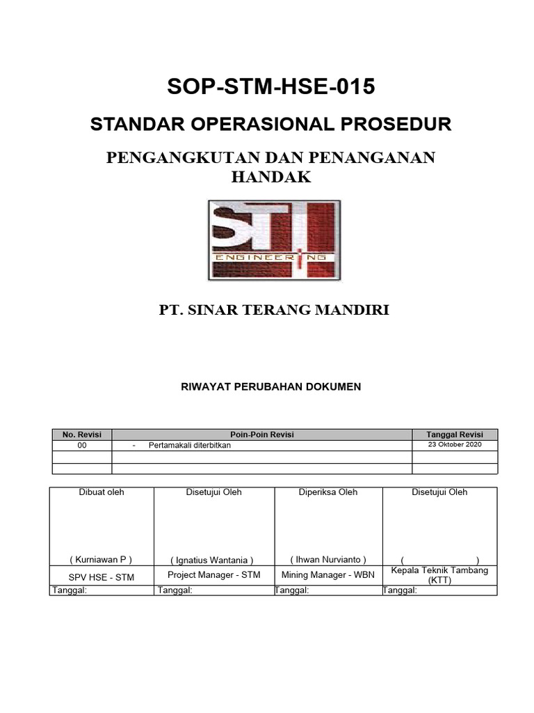 SOP Penanganan Handak di Gudang | PDF