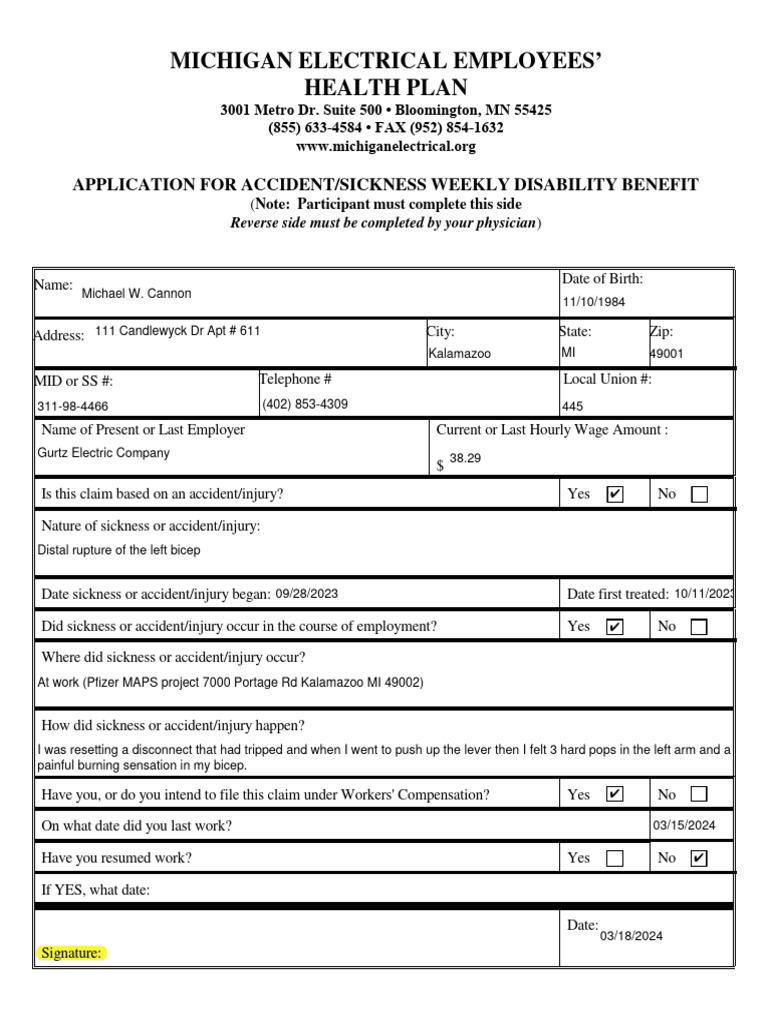 Weekly Disability Application | PDF | Employment | Social Programs