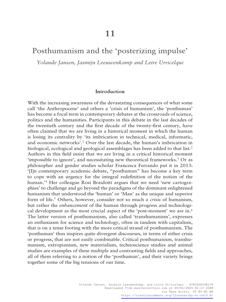 Posthumanism PDF Transhumanism Posthuman