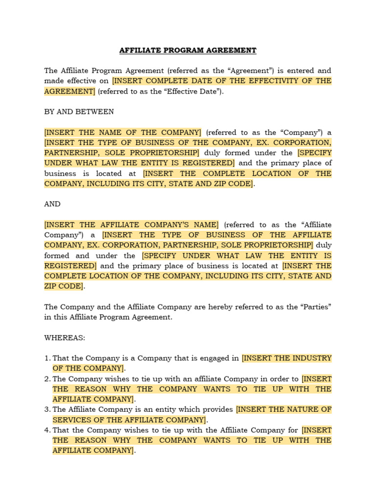 Affiliate Program Agreement | PDF | Arbitration | Arbitral Tribunal