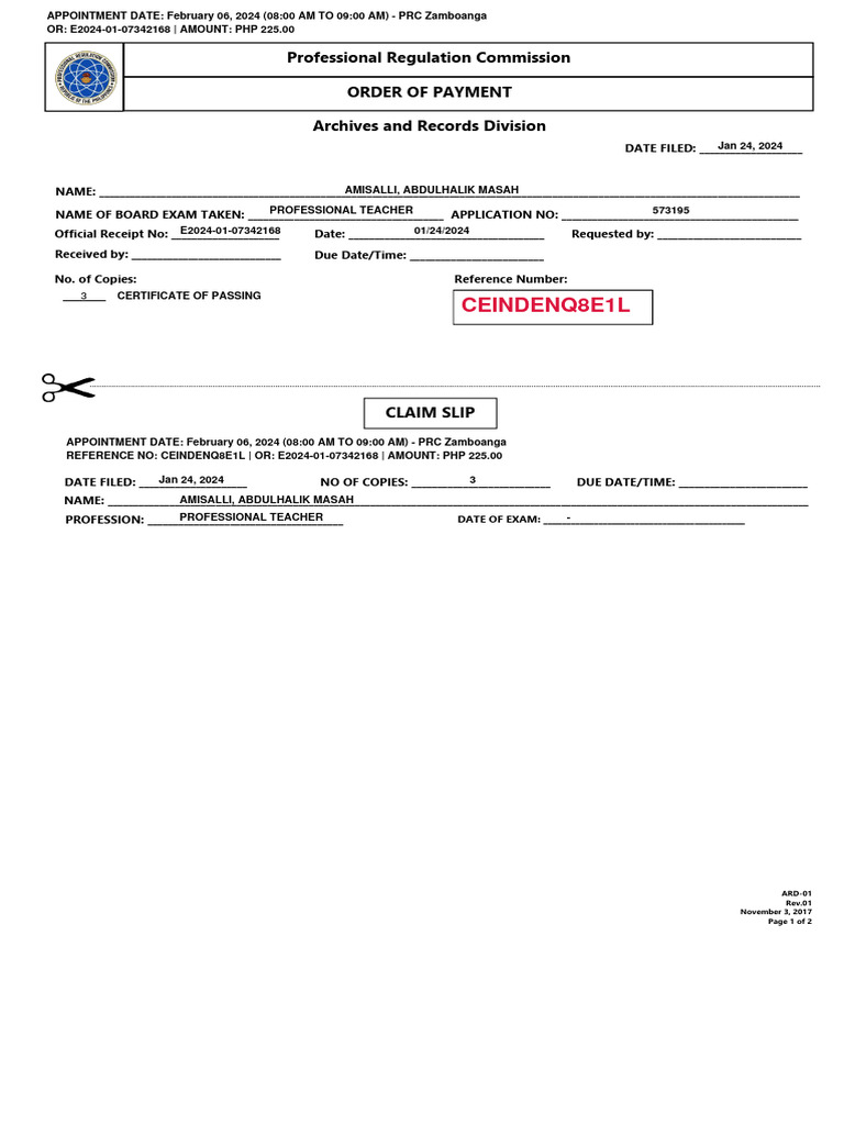 Ceindenq8E1L: Professional Regulation Commission Order of Payment ...