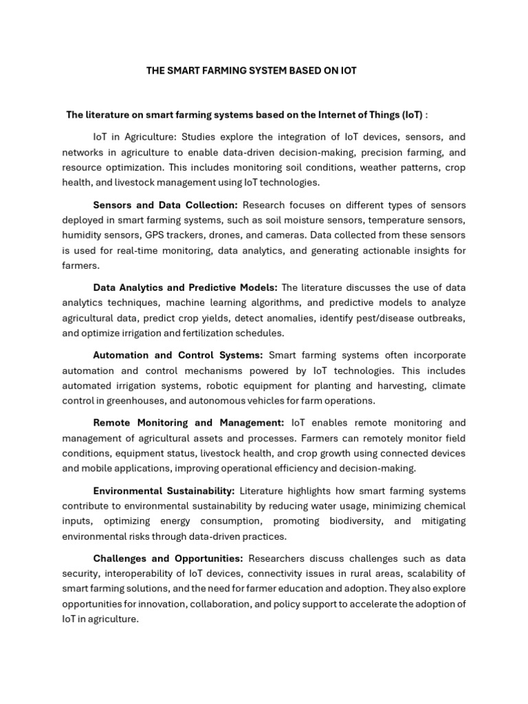 IoT-Driven Smart Farming Systems | PDF | Internet Of Things | Agriculture