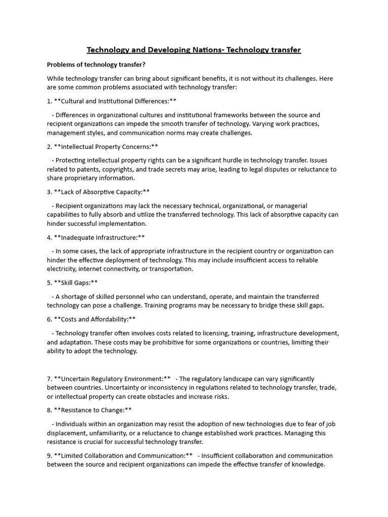 Technology and Developing Nations | PDF | Corporate Social ...