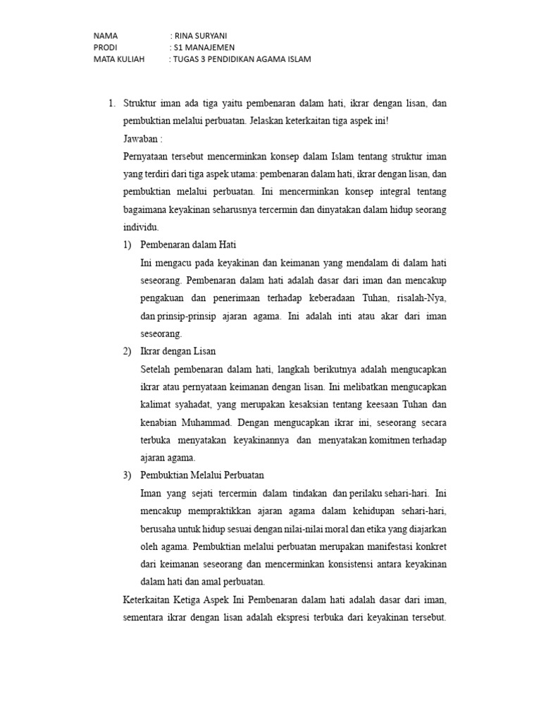 Keterkaitan Struktur Iman dalam Islam | PDF