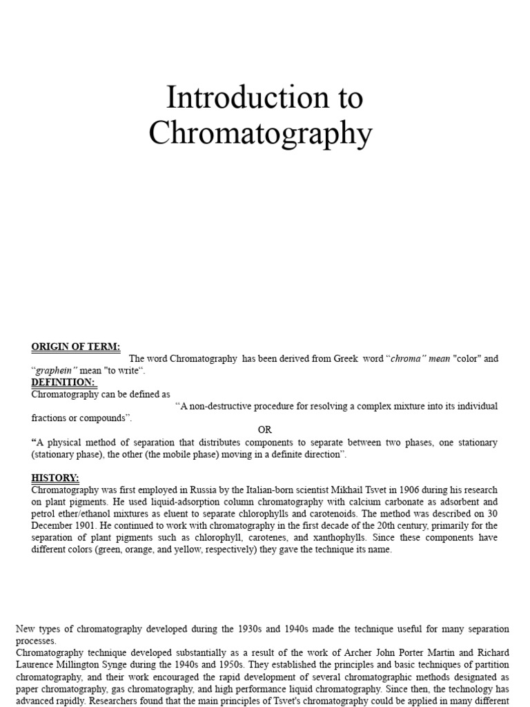 Chromatography Technique 1 PDF Chromatography Elution