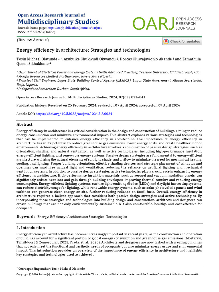Energy Efficiency in Architecture Strategies and T | PDF | Efficient ...