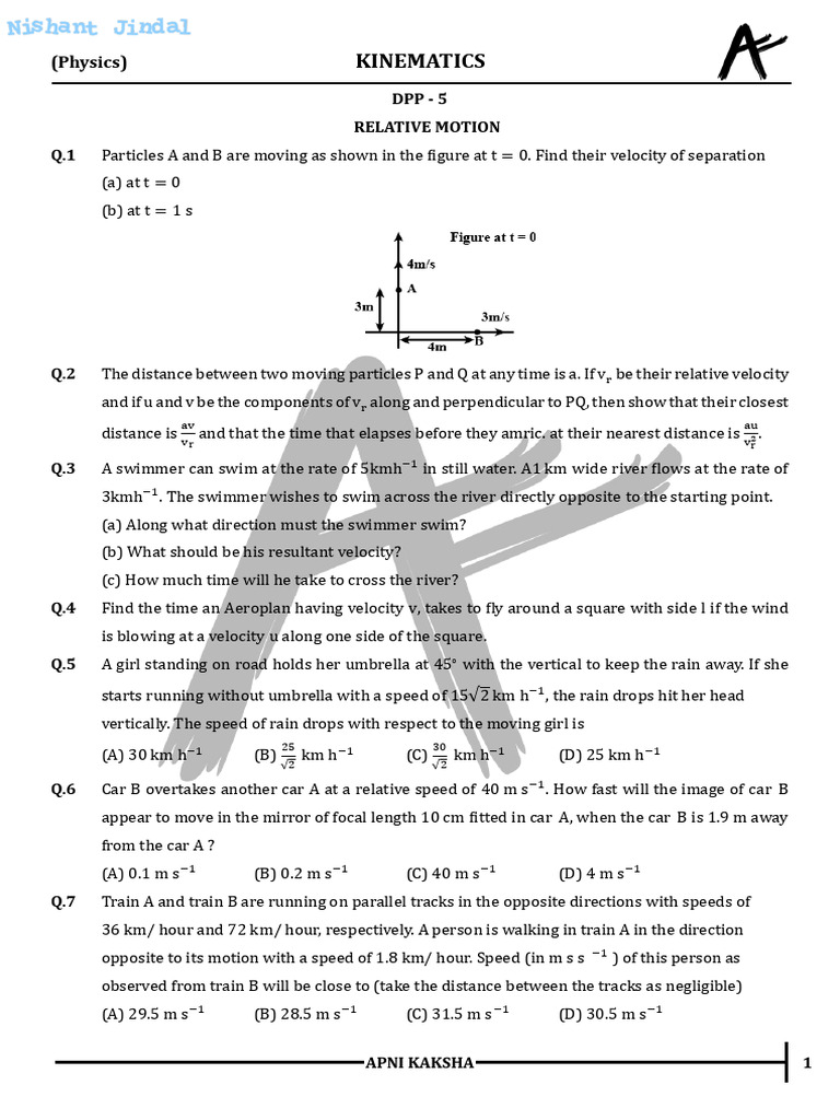 Relative Motion Practice Problems | PDF | Speed | Velocity
