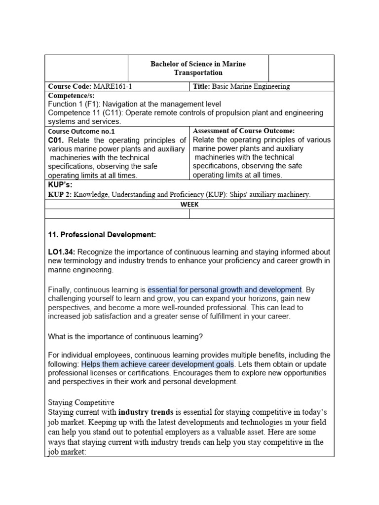 Importance of Continuing Education in Marine Engineering | PDF ...
