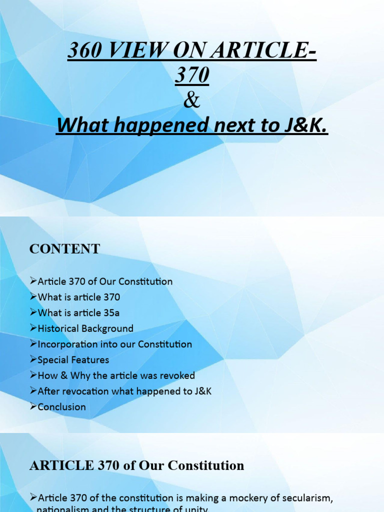 Article 370: Revocation and Impact on J&K | PDF | Politics Of India ...