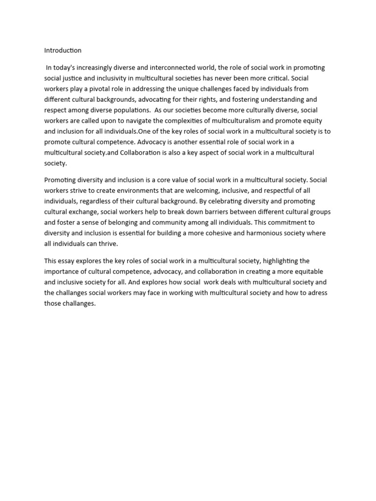 The Role of Social Work in Multiculteral Society | PDF | Social Work ...