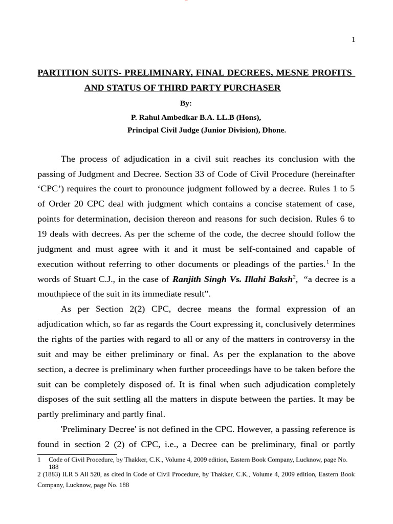Partition Final Decree | PDF | Lawsuit | Decree