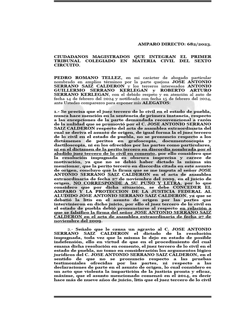 Amparo Directo 682/2023: Alegatos de Tellez | PDF | Justicia | Crimen y ...
