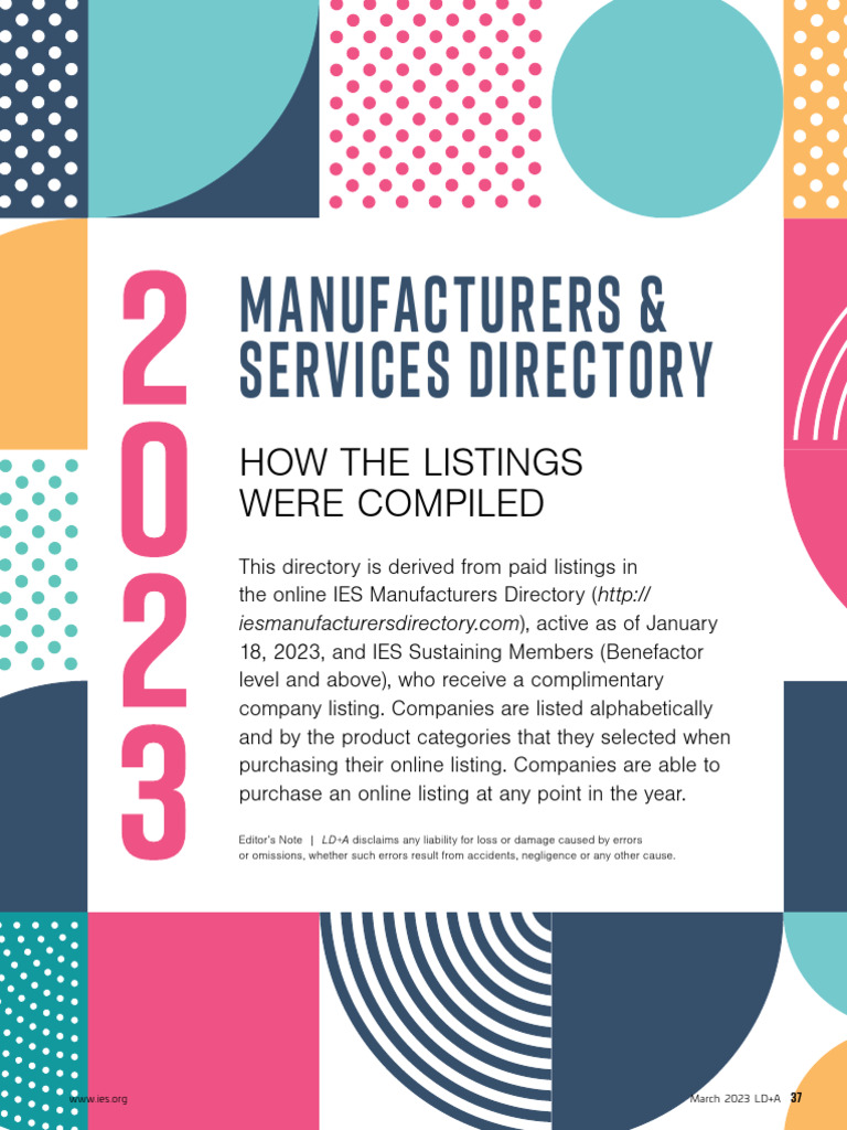 2023 IES Manufacturers Directory PDF Lighting Light Emitting Diode