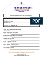 Reported Speech Present Simple Exercise 1