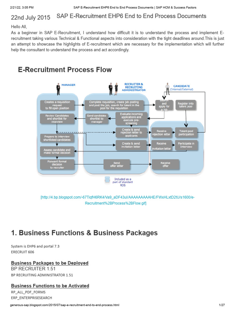 SAP E-Recruitment EHP6 SAP HCM &amp; Success Factors | PDF | Software 