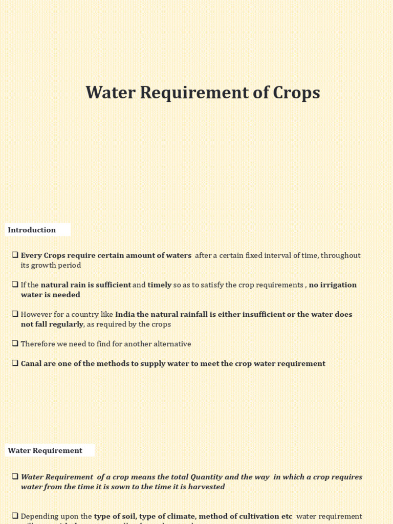 Water Requirement Crops 1 4 2024 PDF Irrigation Crops