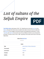 List of Sultans of The Seljuk Empire - Wikipedia