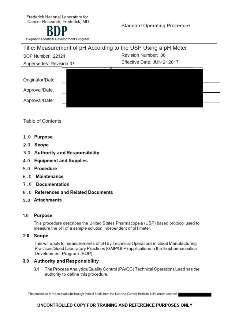 USP pH Measurement SOP with KCl | PDF | Ph