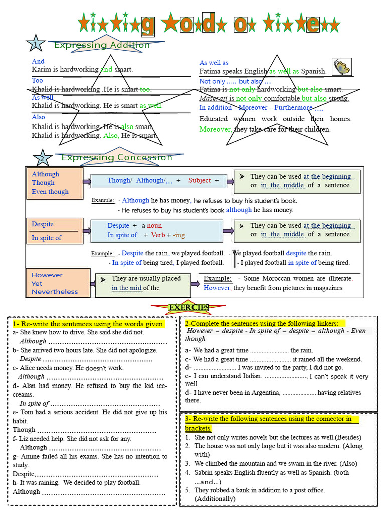Linking Words Summary With Practice | PDF | Language Mechanics ...