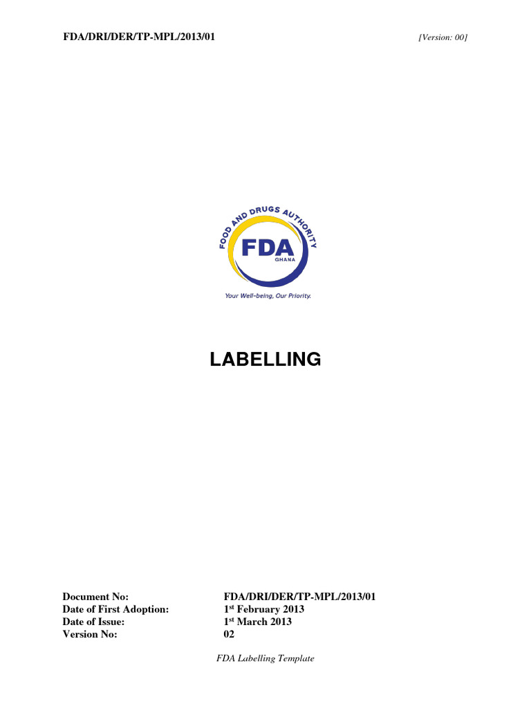 FDA Labelling Template Guidelines | PDF | Food And Drug Administration ...