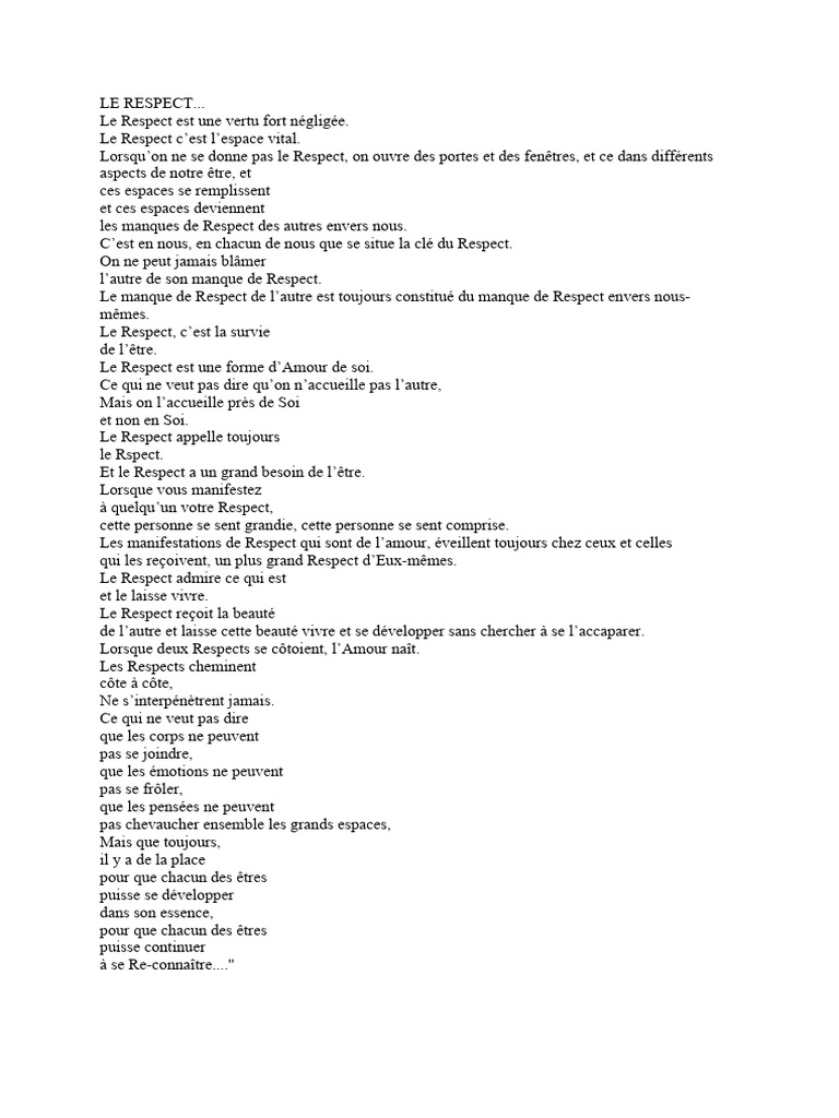 Inspirer et transmettre le respect | PDF