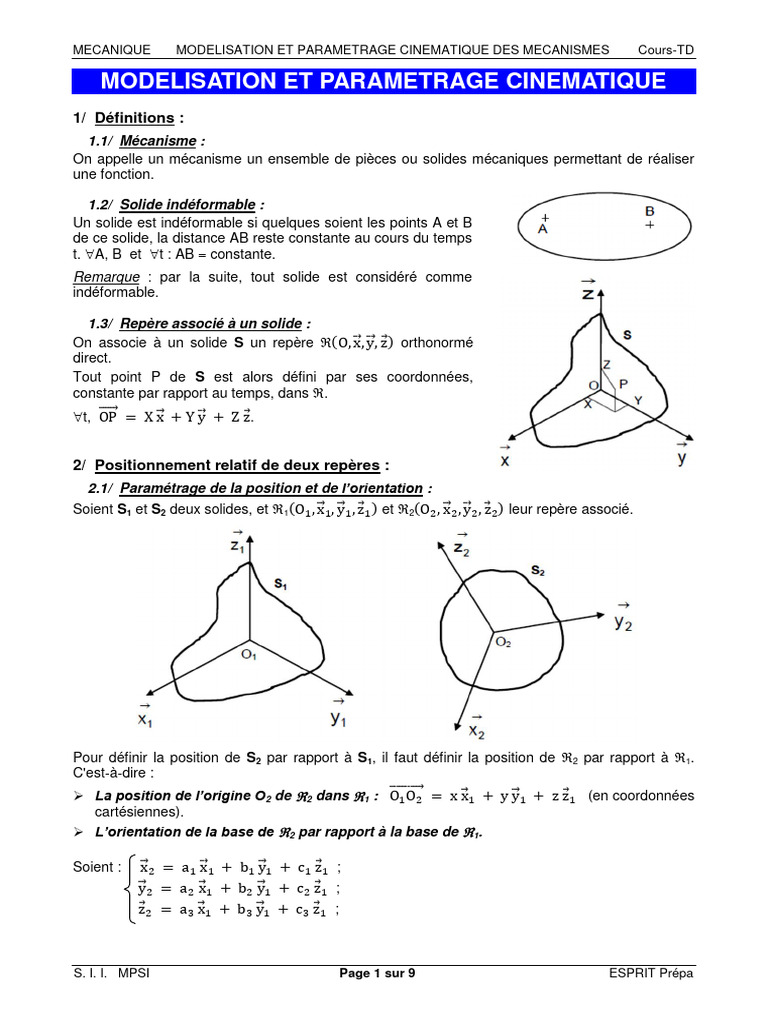 Positionnement Relatif des Repères | PDF | Mouvement de rotation ...