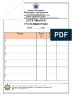 Attendance Sheet - Work Immersion