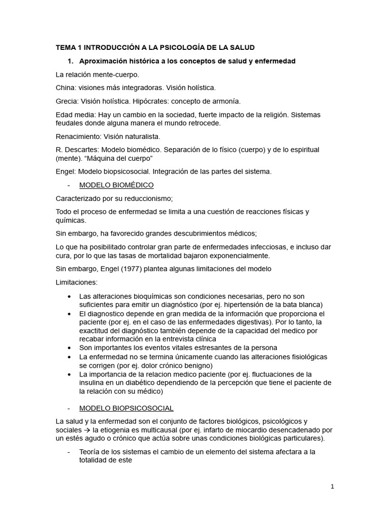 Introducción a la Psicología de la Salud | PDF | Comportamiento | Salud ...