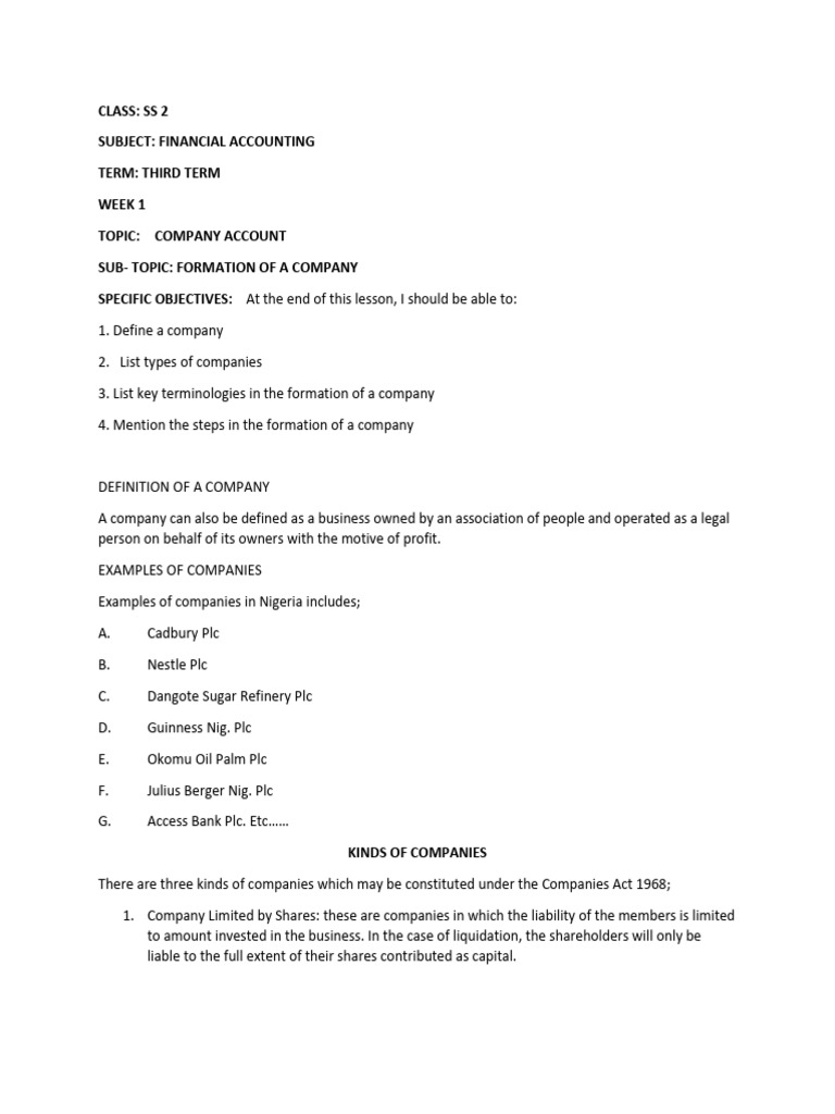SS2 Financial Accounting: Company Accounts | PDF | Financial Markets ...